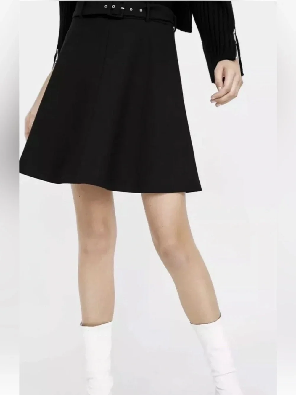 Zara Belted A-line Mini Skirt in Black Small